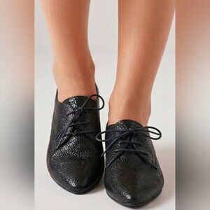 Spring Step NWOB SZ 39/8 Black Leather Conchetta Oxford Almond Toe Lace Up Shoe